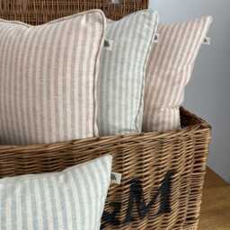 Taupe & Rose Striped Cushion. Bespoke. Luxury. Handmade. Piped Or Plain. Vintage. Country Interiors. Coastal Vibes - thumbnail 4