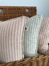 Taupe & Rose Striped Cushion. Bespoke. Luxury. Handmade. Piped Or Plain. Vintage. Country Interiors. Coastal Vibes