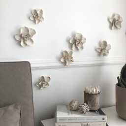 Hand Sculpted Porcelain Flower Wall Decor - 18 Piece Ceramic Art - thumbnail 3
