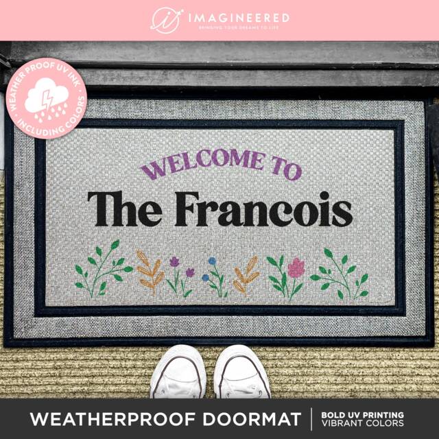 Family Name Door Mat - All Weather Personalized Doormat Wedding Gift Housewarming Customized Welcome Rug - image 1