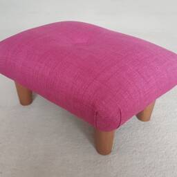 Pink Orchid Footstool Handmade Buttoned Ottoman, Wooden Legs, S - thumbnail 4