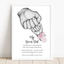 Personalised Family Step Dad's Team Print Hands Up To 4 Children Only Unframed Bonus Dad - thumbnail 2