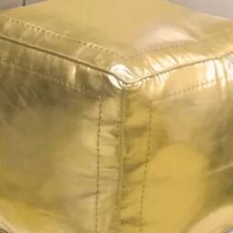 Handmade Moroccan Faux Leather Pouf Gold Square Ottoman - Unstuffed - thumbnail 3