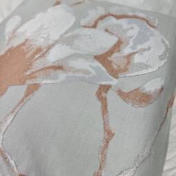 Rose Gold Floral Cushion Cover - Grey & Metallic Blush Flower Pillow Luxury Jacquard Sofa Modern Elegant Home Decor - thumbnail 2