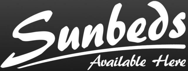 Sunbeds Available Here Decor Tan Tanning Studio Wall Art Decal Window Door Vinyl Graphic Sticker Beauty Salon Hairdressers Sign Barber - image 1