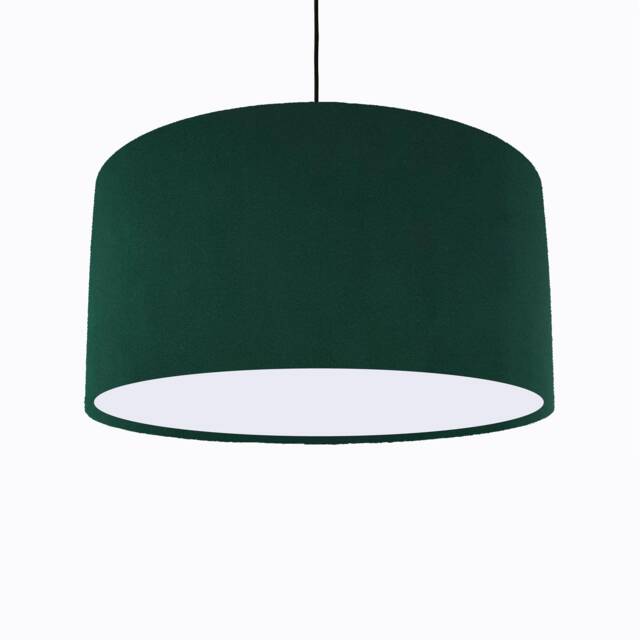 Green Lampshade in Velvet With White Lining Dark Forest Large Ceiling Lightshade - image 1