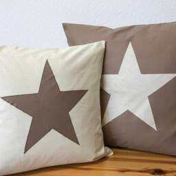Country Style Cushion Cover, Pillow Case, Stars Pillow, Decorative Star Beige/Cream 50x50cm - thumbnail 3