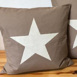 Country Style Cushion Cover, Pillow Case, Stars Pillow, Decorative Star Beige/Cream 50x50cm - thumbnail 2