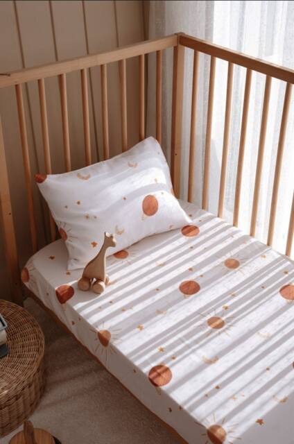 Space Themed Organic Cotton Fitted Sheets - Affordable Crib Boho Twin Size Nursery Bedding Unique Baby Gifts - image 1