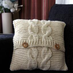 Cable Knit Pillow Cover, Cover, Decorative Accent Cream White, 16x16 - thumbnail 2