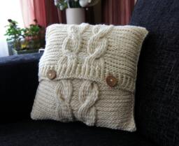 Cable Knit Pillow Cover, Cover, Decorative Accent Cream White, 16x16 - thumbnail 1