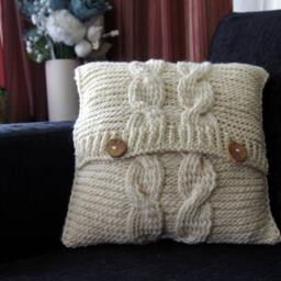 Cable Knit Pillow Cover, Cover, Decorative Accent Cream White, 16x16 - thumbnail 3