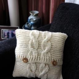 Cable Knit Pillow Cover, Cover, Decorative Accent Cream White, 16x16 - thumbnail 4