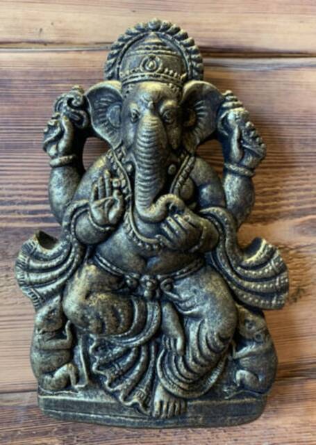 stone Garden Ganesh Ganesha Buddha Wall Plaque Bronzed Ornament - image 1