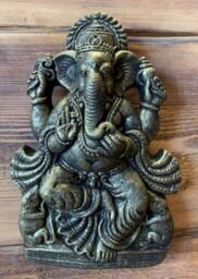 stone Garden Ganesh Ganesha Buddha Wall Plaque Bronzed Ornament - thumbnail 1