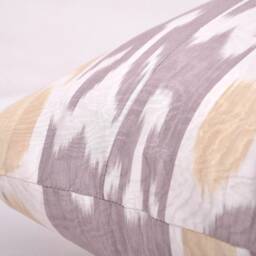 Plum Ikat Pillow Cover, Handmade Silk Cotton Cushion - 20x20 - thumbnail 3