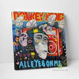Graffiti Monkey Music Canvas Art Wall Print Picture Banksy Style Framed Home Decor -D617 - thumbnail 1