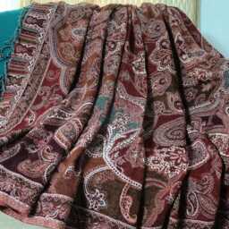 Luxury Boiled Pure Merino Wool Reversible Sofa Or Bed Throws For Ultimate Comfort & Style - Classic Bold Paisley Maroon Red & Grey - thumbnail 2