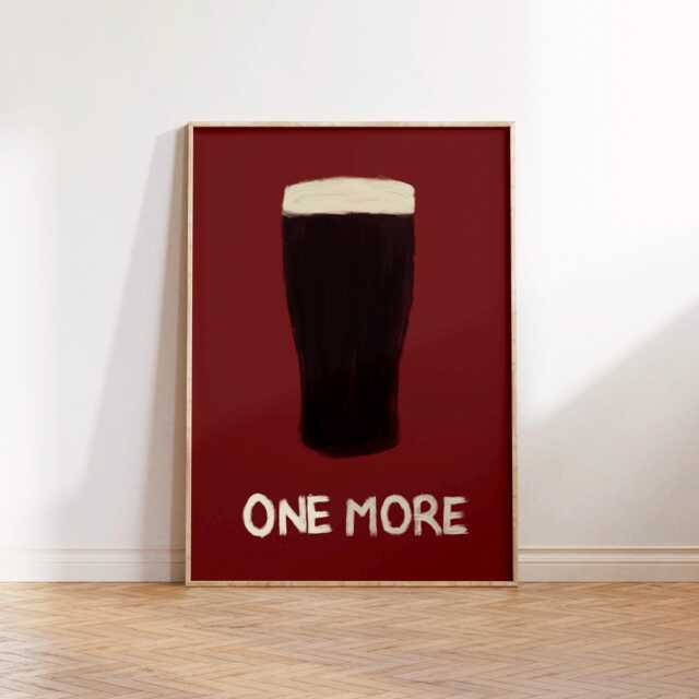 One More Pint Print Poster, Living Room Wall Print, Bedroom Decor, Typography Art Dopamine Portrait Art, Beer Garden - image 1