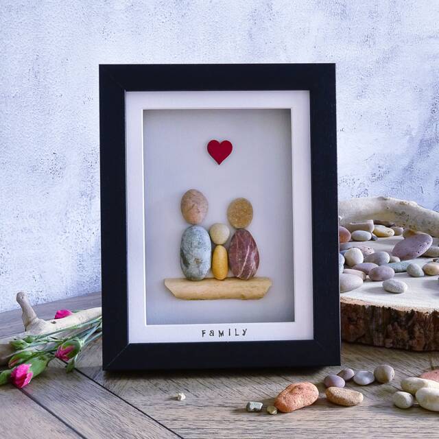 Family Of Three Pebble Art - Family 3 - image 1