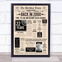 2000 Newspaper Any Age Year You Were Born Birthday Facts Personalised Gift Print - thumbnail 1