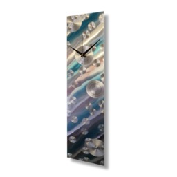 Unique Wall Clock - Silver, Teal & Coral Geometric Art, Abstract Sculpture For Modern Home Decor - thumbnail 1