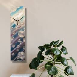Unique Wall Clock - Silver, Teal & Coral Geometric Art, Abstract Sculpture For Modern Home Decor - thumbnail 3