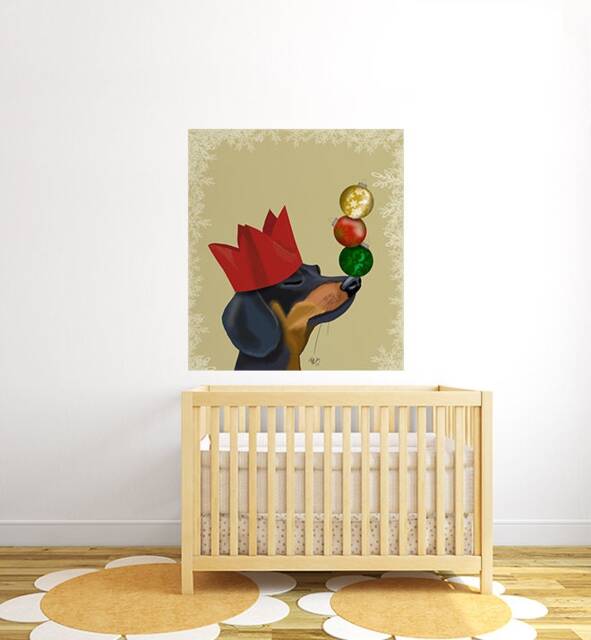 Dachshund Balancing Baubles On Nose Wall Sticker Decal - Dogs & Pets Stickers, Art, Decals, Animals Decals
