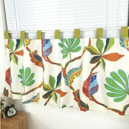 Cotton Linen Palm Tree Cafe Curtain, Kids Nursery Valance - thumbnail 2