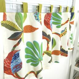 Cotton Linen Palm Tree Cafe Curtain, Kids Nursery Valance - thumbnail 1