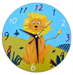 Kids Lion Clock, Jungle Decor, Boys Room, Nursery Wall Gift For - thumbnail 1