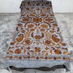 Handmade Cotton Suzani Quilt - Folk Embroidery Boho Throw - thumbnail 2