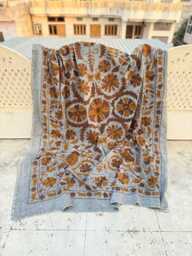 Handmade Cotton Suzani Quilt - Folk Embroidery Boho Throw - thumbnail 1