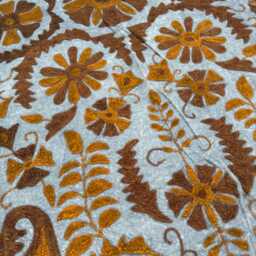 Handmade Cotton Suzani Quilt - Folk Embroidery Boho Throw - thumbnail 3