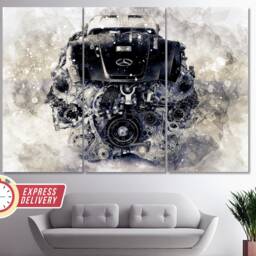 Amg Biturbo V8 Engine Canvas Art, Mechanic Gift, Car Service Decor, Mercedes Wall Print, Fan Engineer Gift - thumbnail 3