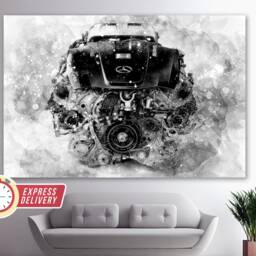Amg Biturbo V8 Engine Canvas Art, Mechanic Gift, Car Service Decor, Mercedes Wall Print, Fan Engineer Gift - thumbnail 2