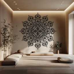 Boho Mandala Wall Decal Vinyl Indian Ornament, Yoga Decor - thumbnail 1