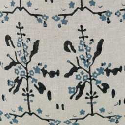 Block Print Pillow Cover, Indigo Blue & Black Floral Cover 20x20 - thumbnail 2