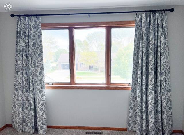 Brand New Slub Textured Floral Pattern, Drapes, Window Treatments, Modern Decor, Blue Curtains - image 1