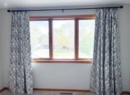 Brand New Slub Textured Floral Pattern, Drapes, Window Treatments, Modern Decor, Blue Curtains - thumbnail 1