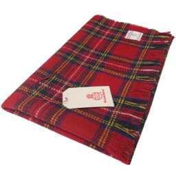 Harris Tweed Royal Stewart Tartan- Luxury Pure Wool Lap Blanket - 75x100cm/30x39 - thumbnail 3