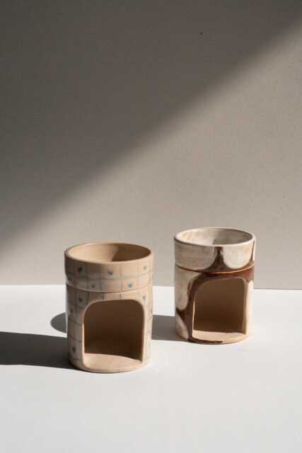 Handmade Fragrance Lamp - Oil Stoneware Tealight - image 1