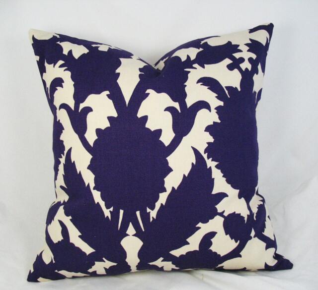 Thomas Paul - Botanical Decorative Pillow Cushion Cover Accent Throw Amethyst Damask Purple - image 1