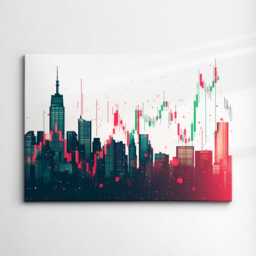 Trading Stocks Cityscape Abstract Painting Finance Money Inspirational Motivational Framed Canvas Wall Art Poster Print Home & Office Decor - thumbnail 3