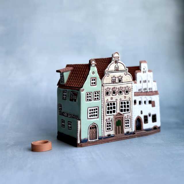 Miniature Ceramic Riga House Candle Holder Pottery Decorative Item - image 1