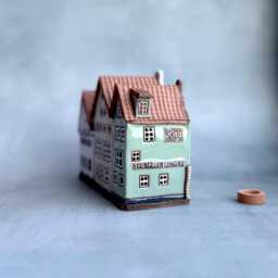 Miniature Ceramic Riga House Candle Holder Pottery Decorative Item - thumbnail 3