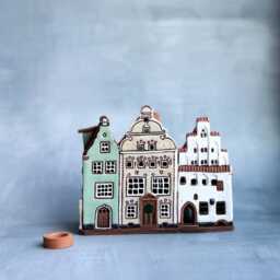 Miniature Ceramic Riga House Candle Holder Pottery Decorative Item - thumbnail 4