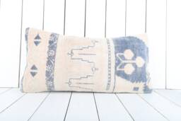 Vintage Turkish Kilim Lumbar Pillow Cover 12x24 Inch - thumbnail 1