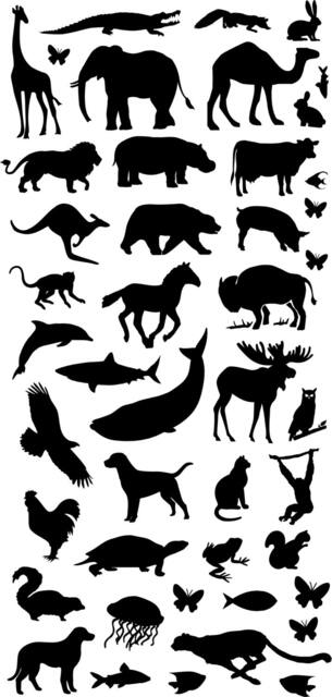 Silhouette Collection Of Mammal Animals & Birds Vinyl Wall Decals Kids Home Decor Stickers - image 1