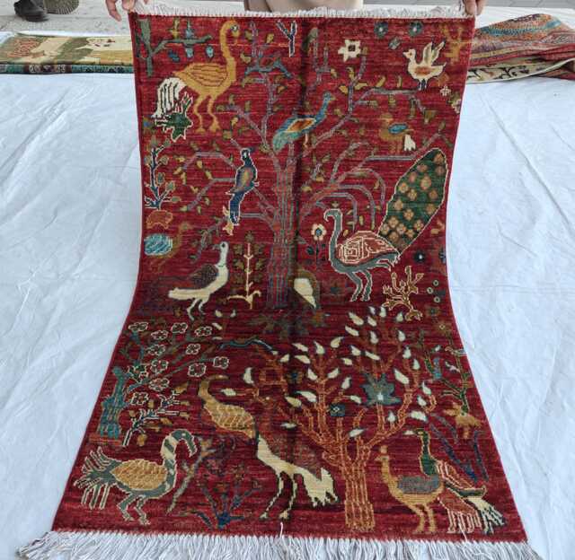 Handwoven Wool Chobi Rug 4.1 X 2.5 Ft, Afghan Persian Design - image 1